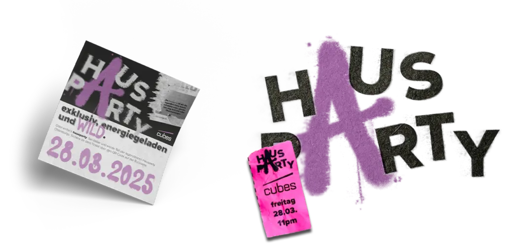 cubes hausparty – Kampagne Nachtclub in Oldenburg, Markenstrategie und Webauftritt gestaltet von zumbrocks kreativagentur Oldenburg.